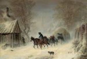 La Diligenza Postale Nella Tempesta Di Neve by Hermann Kauffmann
