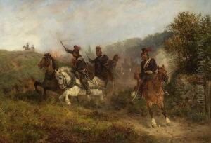 Angreifende Artillerie. by Hermann Kauffmann