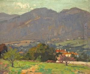Homes Along The San Gabriel Mountains by Ferdinand Kaufmann