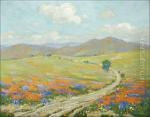 Landscape - Wildflowers S L/r: F. Kaufmann O/b 19x24 Est:$4000/6000 by Ferdinand Kaufmann