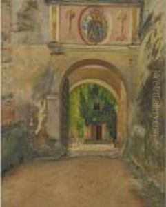 An Imposing Archway With A Coat-of-arms
