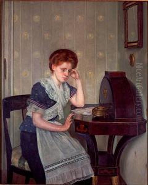 Lady At Her Desk - view 1
