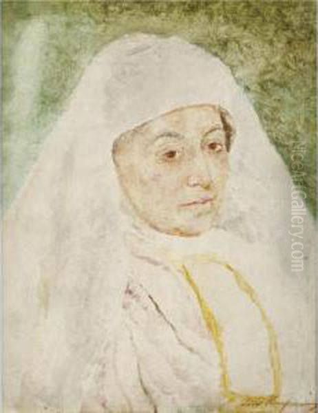 Portrait Of A Woman With White Scarf - view 1