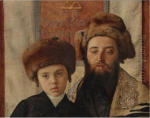Portrait Of A Rabbi With A Young Pupil by Isidor Kaufmann