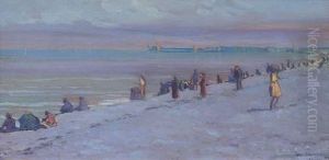 La Plage A Dieppe (1921) by Leon Kaufmann