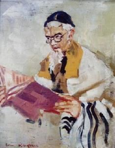Portret Czytajacego Zyda by Leon Kaufmann