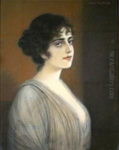 Junge Dame Im Brustportrait by Anton Kaulbach