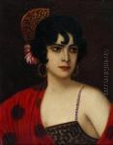 Mexikanerin Mit Kamm Und Roter Mantilla - view 1