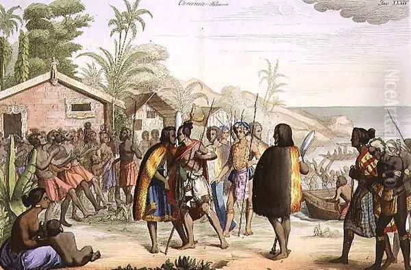 Polynesian Natives Greeting and Rubbing Noses - view 1