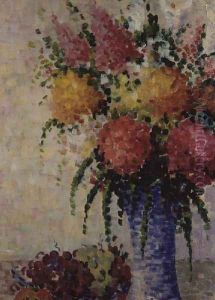 Fruit and Flowers in a Blue Vase c.1910 by Lucie Cousturier