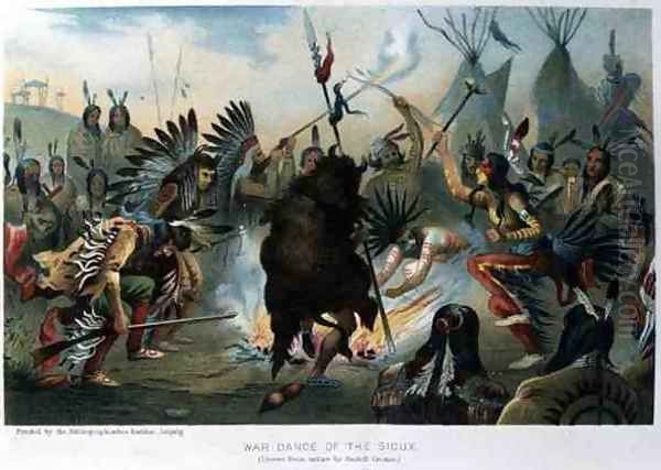 War Dance of the Sioux, from 'The History of Mankind, 1904 - view 1