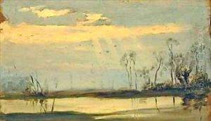 At Henley on Thames the river flooded by Matthew Ridley Corbet