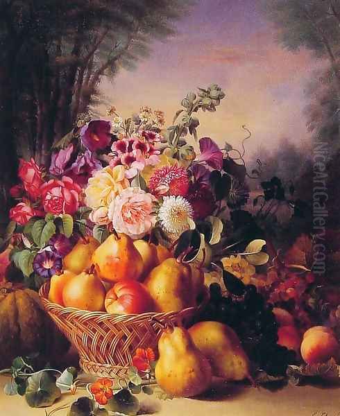 Still Life of Flowers and Fruits - view 1