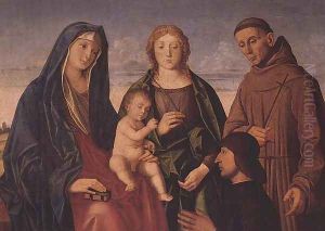 The Virgin and Child with St. Francis, a Female Saint and Donor by Vincenzo di Biagio Catena