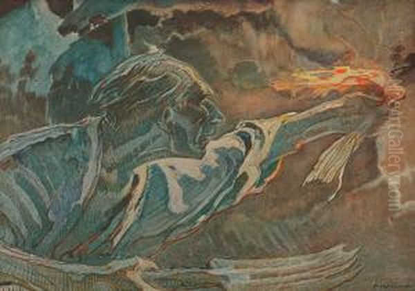 Boryna Przygiety, Straszny, Kiej
 Trup, Czatowal Z Widlami W Reku - Ilustracja Do Chlopow W. Reymonta, 
1927-28 - view 1