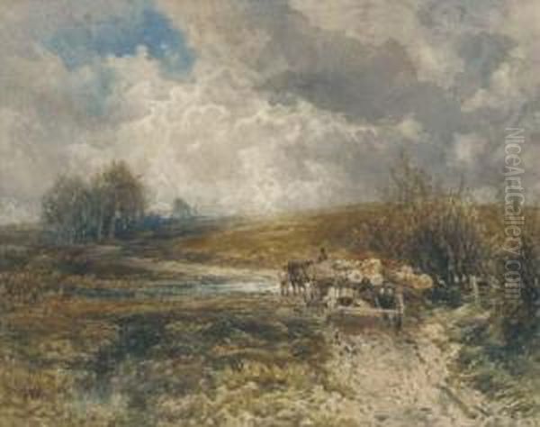 A Timber Wagon At The Ford (illustrated); And Loading Timber - view 1