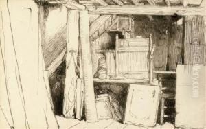 Interior Of The Artist's Studio by Charles Keene