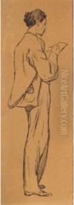 Self Portrait Of The Artist Sketching by Charles Keene