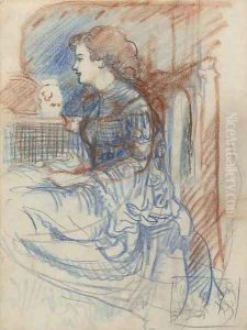 Study of a seated lady by Charles Conder