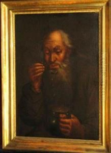 Old Man Eating From A Pot