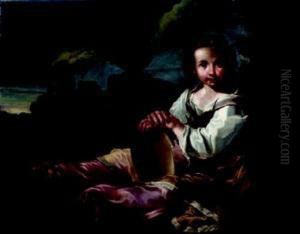 " Jeune Fille Tenant Un Tambourin " by Bernhard Keil, Monsu Bernardo