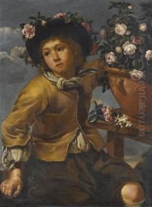 Ragazzo Presso Un Vaso Di Rose by Bernhard Keil, Monsu Bernardo