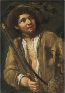 A Young Hunter, Half Length, Holding A Musket And A Basket
