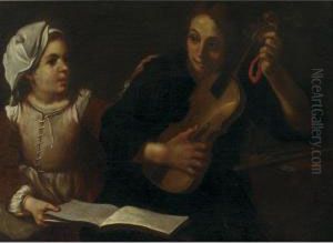 Two Young Musicians by Bernhard Keil, Monsu Bernardo
