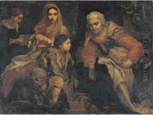 Interior Scene With Figures Gathered Around A Brazier by Bernhard Keil, Monsu Bernardo