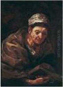 Study Of An Old Woman, Holding A Book by Bernhard Keil, Monsu Bernardo