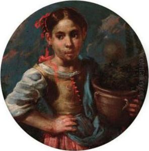 An Allegory Of Summer (?): A Girl Holding An Earthenware Pot Withflowers