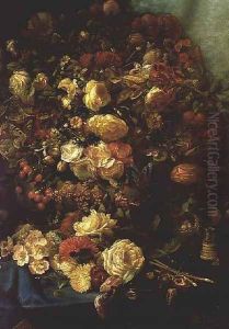 Still Life of Flowers on a Ledge with Birds Nest, 1884