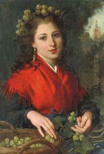 The Red Shawl by Pierre-Louis-Joseph de Coninck