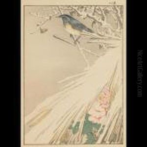 Bluebird On Peony In Snow by Imao Keinen