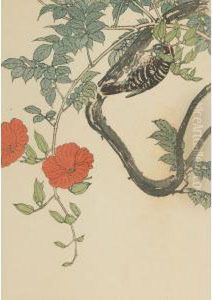 Woodpecker On Blossoming Vine by Imao Keinen