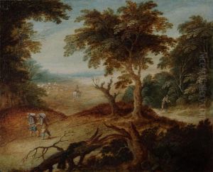 Landscape With Strollers At The Fringe Of The Woods With Shepherd In The Background by Alexander Keirincx
