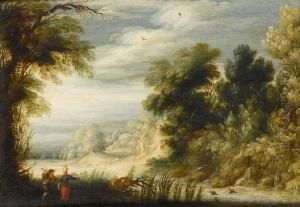 A Wooded River Landscape With A
Peasant Couplecollecting Wild Produce And Water Beside A Waterfall A Wooded River Landscape With A
Peasant Couplecollecting Wild Produce And Water Beside A Waterfall