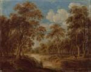 A Wooded River Landscape With A Stag by Alexander Keirincx