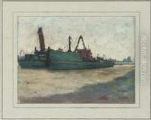Boats In The Harbour; A Canal Boat; And Haystacks - view 1