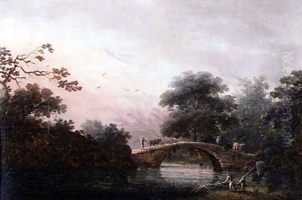 Drovers Guiding Cattle Over a Bridge - view 1