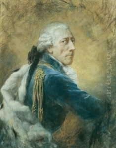 Konig Friedrich Ii. Von Preussen In Blauer Uniform Und Hermelinmantel.