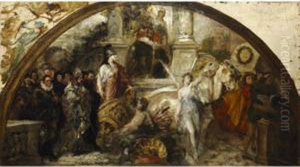 Esquisse Pour La Grande Peinture Murale De L'aula De L'universite D'heidelberg - view 1