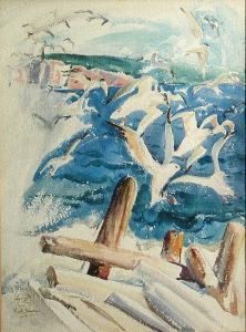 Gulls Feeding by Henry George Keller