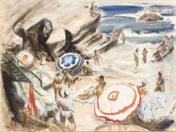 Bathers At La Jolla Cove - view 1