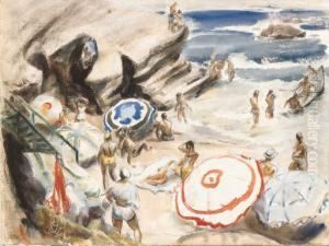 Bathers At La Jolla Cove by Henry George Keller