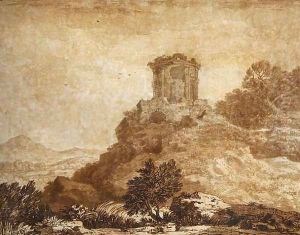 Landscape with a ruined temple, c.1756 by Alexander Cozens