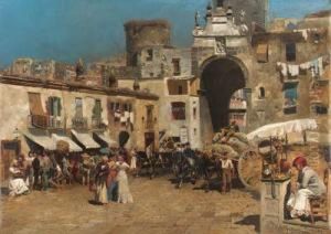 A Busy Town Scene