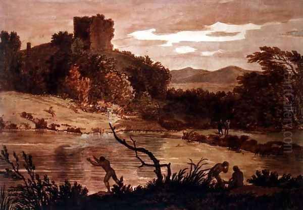 Landscape with men bathing - view 1