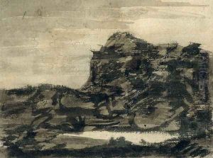 The Lake at the Foot of the Crag by Alexander Cozens