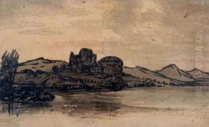 Italian Landscape with Domed Building by Alexander Cozens